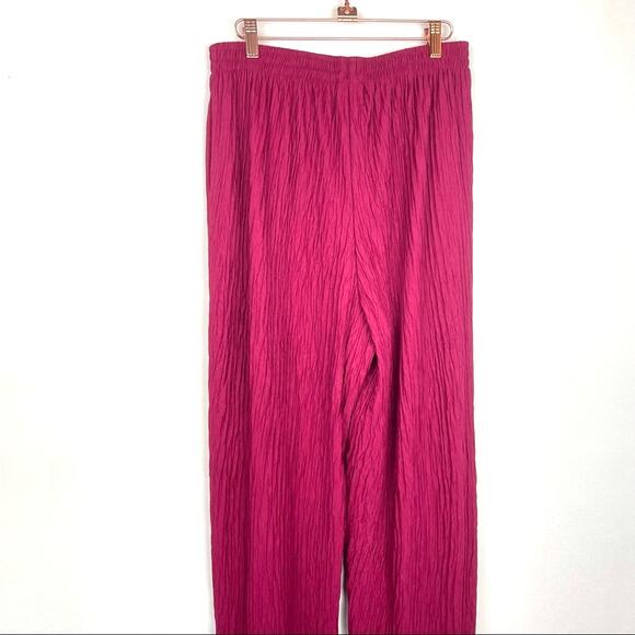 Vintage Wide Leg Crepe Lounge Pants Raspberry Red - Picture 4 of 8